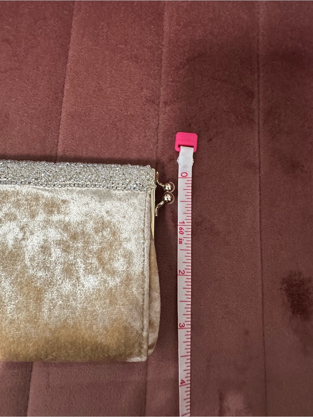Badgley Mischka Champagne Velvet Beaded Evening Clutch | Made in Italy - Picture 8 of 8